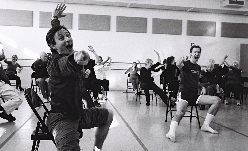 David Leventhal (left) and John Heginbotham (right) with the dance for Parkinson's disease class